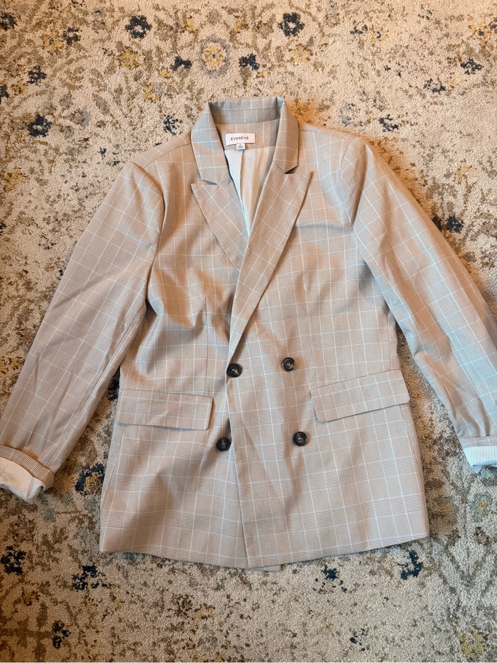 Evereve Blazer (brown plaid w light blue)